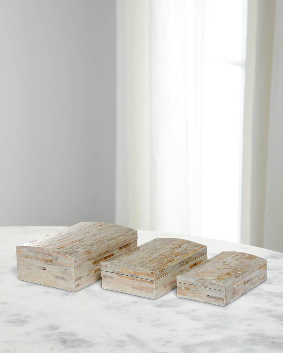 Capraia Coast Mother-of-Pearl Decorative Boxes, Set of 3